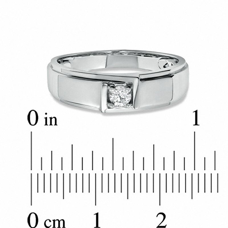 Men's 0.15 CT. Certified Canadian Diamond Solitaire Ring in 14K White Gold (I/I1)|Peoples Jewellers