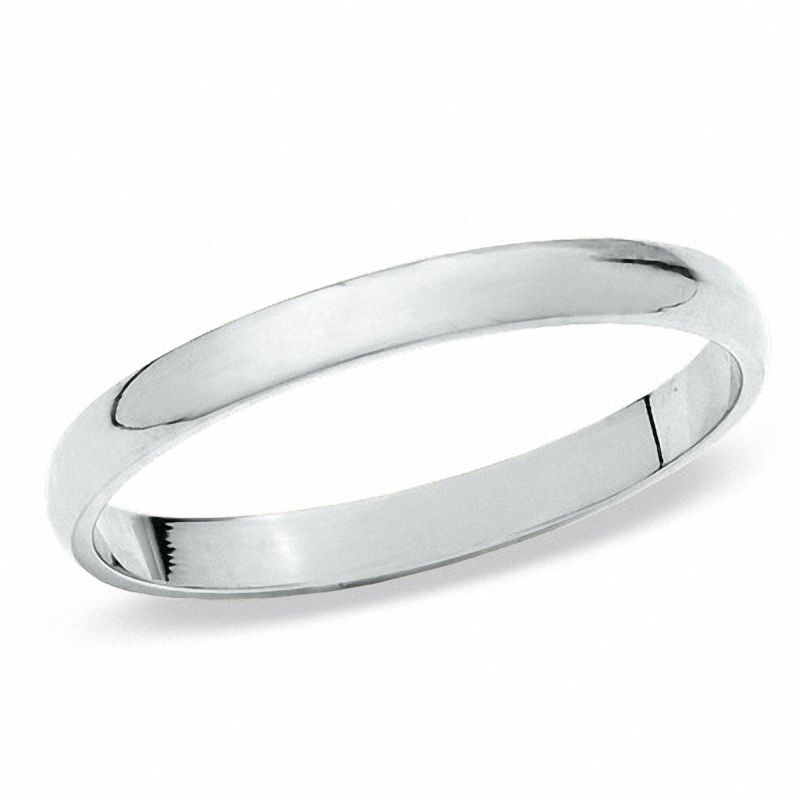 Ladies' 2.0mm Plain Wedding Band in 10K White Gold - Size 6