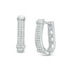 Thumbnail Image 1 of 0.15 CT. T.W. Diamond Double Row J Hoop Earrings in Sterling Silver