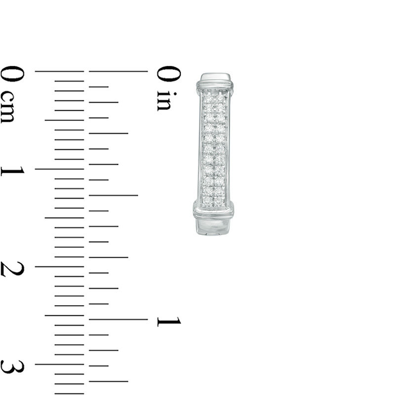Main Image 2 of 0.15 CT. T.W. Diamond Double Row J Hoop Earrings in Sterling Silver