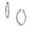 Thumbnail Image 1 of Lab-Created White Sapphire Small Hoop Earrings in Sterling Silver
