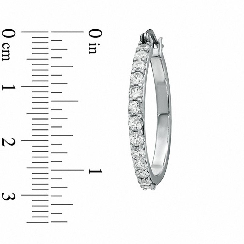 Lab-Created White Sapphire Small Hoop Earrings in Sterling Silver