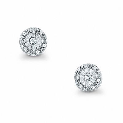 0.06 CT. T.W. Diamond Round Stud Earrings in Sterling Silver | Peoples ...