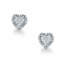 0.05 CT. T.W. Diamond Heart Stud Earrings in Sterling Silver