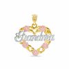 10K Tri-Tone Gold Grandma in Rose Heart Charm