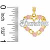 Thumbnail Image 1 of 10K Tri-Tone Gold Grandma in Rose Heart Charm