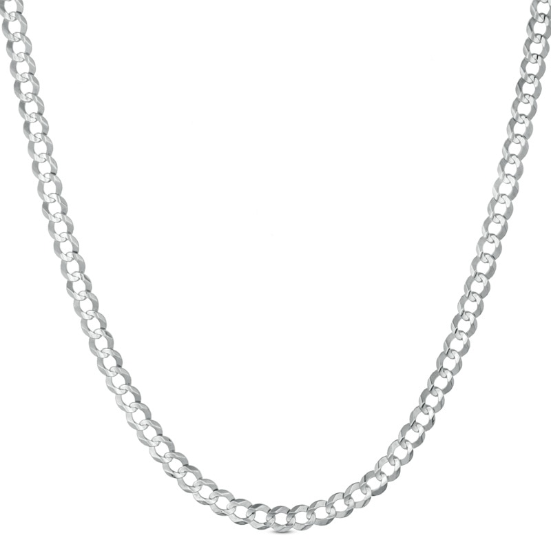 Main Image 1 of Men's 150 Gauge Curb Chain Necklace in 10K White Gold - 22"