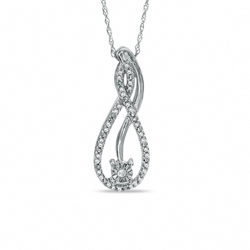 0.12 CT. T.W. Diamond Swirl Pendant in Sterling Silver|Peoples Jewellers