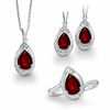 Thumbnail Image 1 of Pear-Shaped Garnet and Diamond Accent Three Piece Set in Sterling Silver