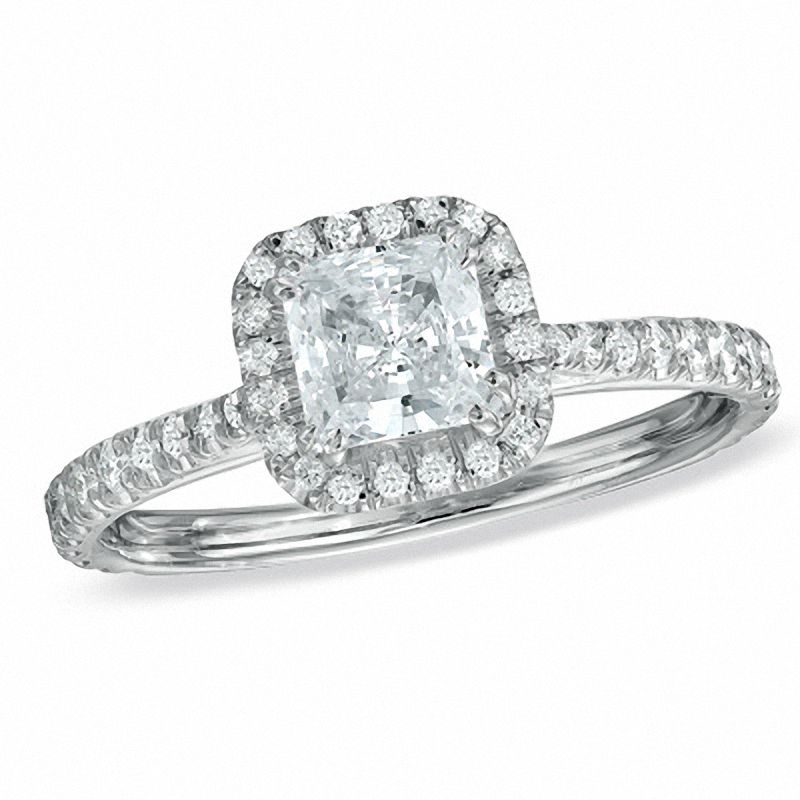 Main Image 1 of 0.70 CT. T.W. Princess-Cut Diamond Framed Engagement Ring in 14K White Gold