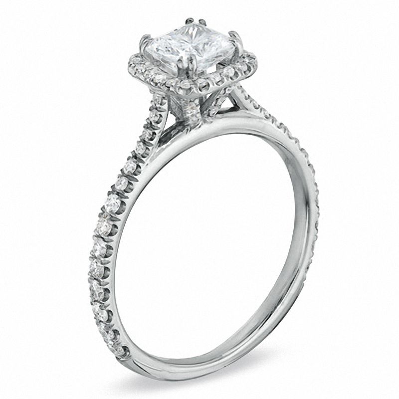 Main Image 2 of 0.70 CT. T.W. Princess-Cut Diamond Framed Engagement Ring in 14K White Gold
