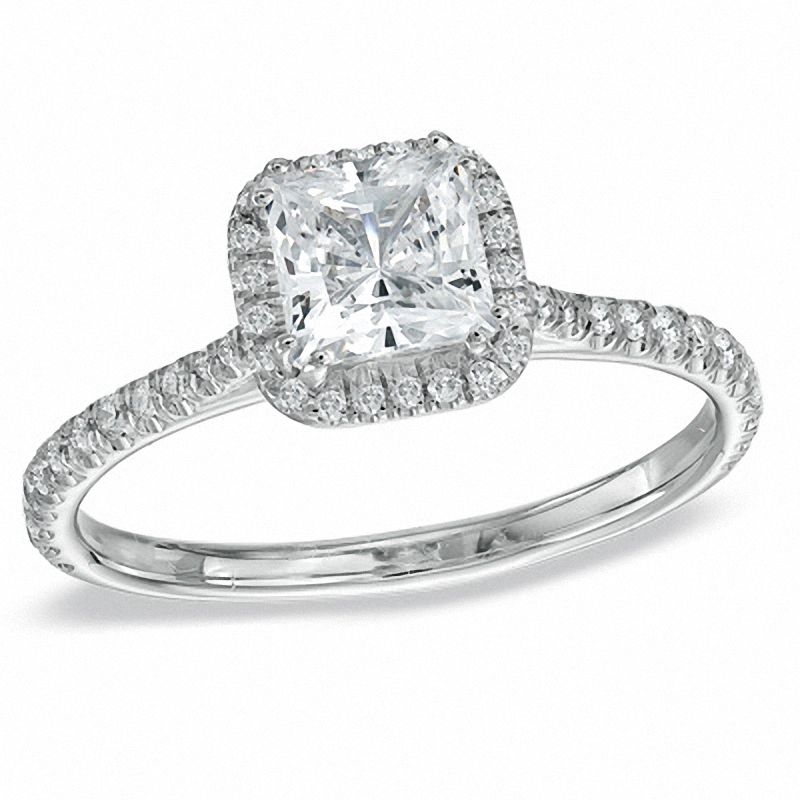 Main Image 1 of 0.95 CT. T.W. Princess-Cut Diamond Framed Engagement Ring in 14K White Gold