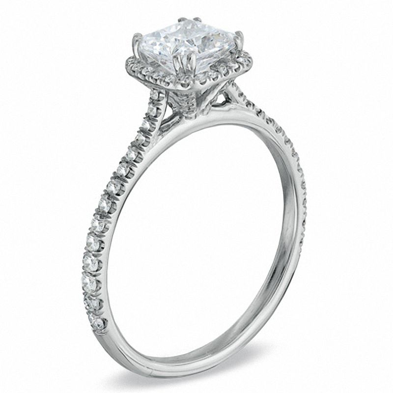 Main Image 2 of 0.95 CT. T.W. Princess-Cut Diamond Framed Engagement Ring in 14K White Gold