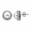 Thumbnail Image 1 of 9.0mm Baroque Freshwater Cultured Pearl and White Topaz Stud Earrings in Sterling Silver
