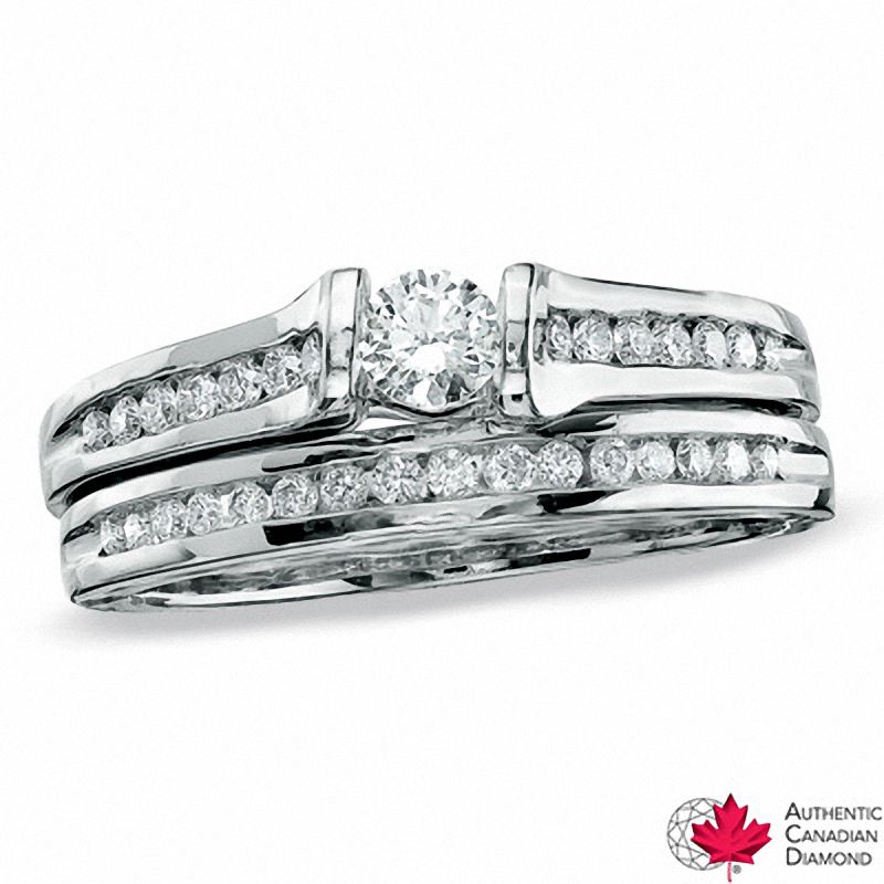 Main Image 1 of 0.50 CT. T.W. Certified Canadian Diamond Bridal Set in 14K White Gold (I/I1)