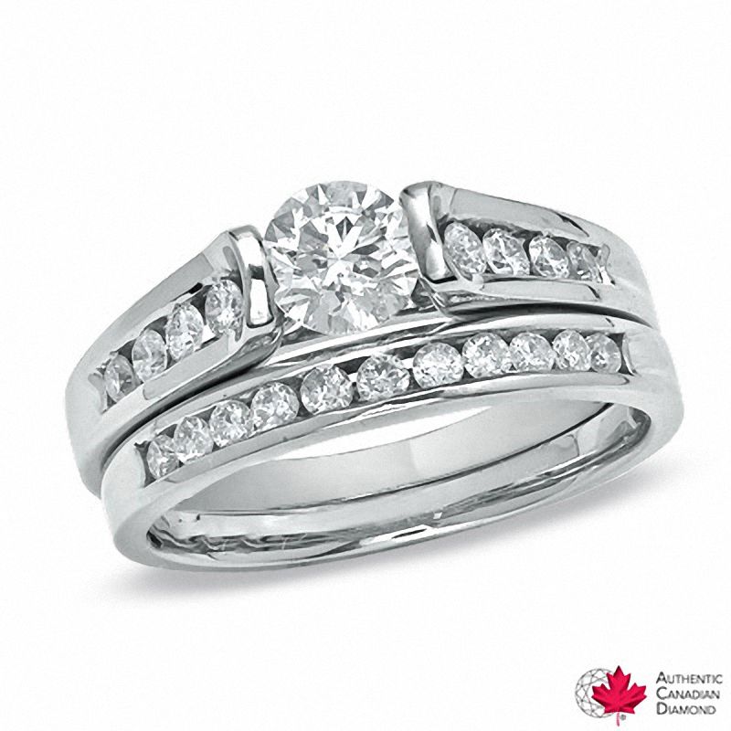1.00 CT. T.W. Certified Canadian Diamond Bridal Set in 14K White Gold (I/I1)