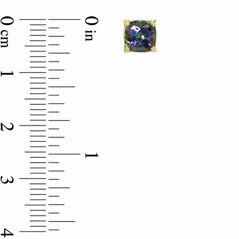 Main Image 2 of 6.0mm Cushion-Cut Mystic Fire® Topaz Stud Earrings in 10K Gold