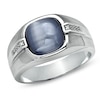 Thumbnail Image 0 of Men's 10.0mm Cushion-Cut Cat's Eye Ring in 10K White Gold With Diamond Accents