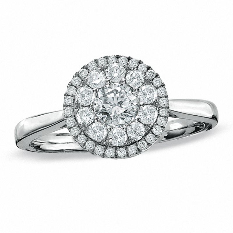 0.75 CT T.W. Diamond Composite Framed Engagement Ring in 14K White Gold