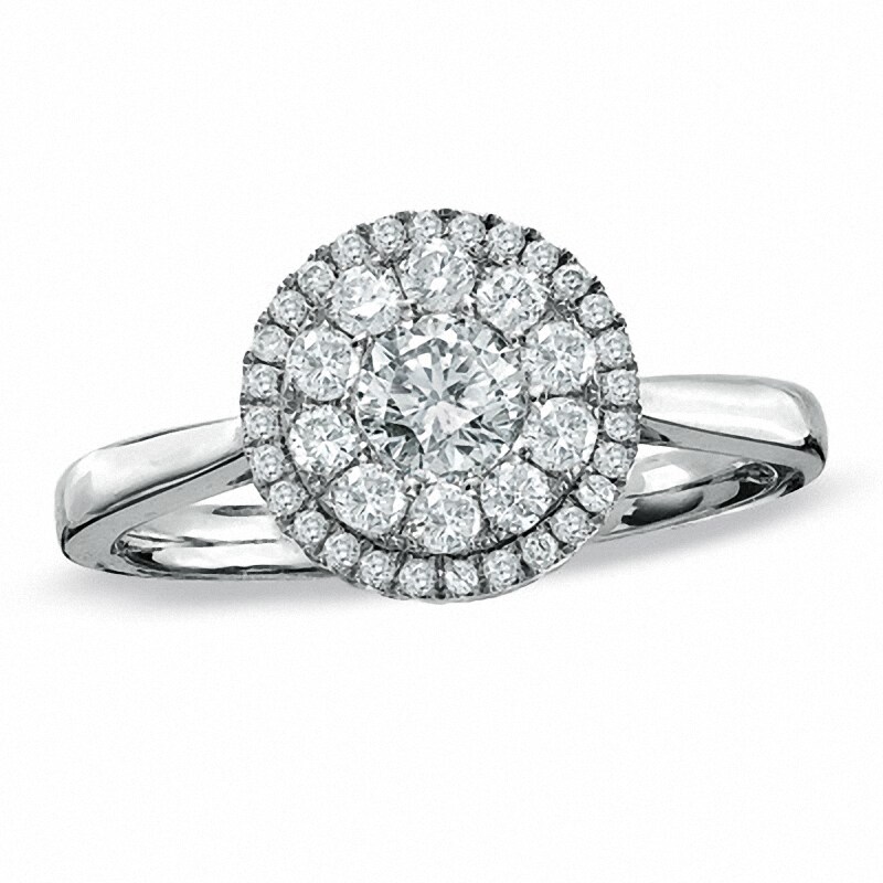 0.75 CT T.W. Diamond Composite Framed Engagement Ring 14K White Gold