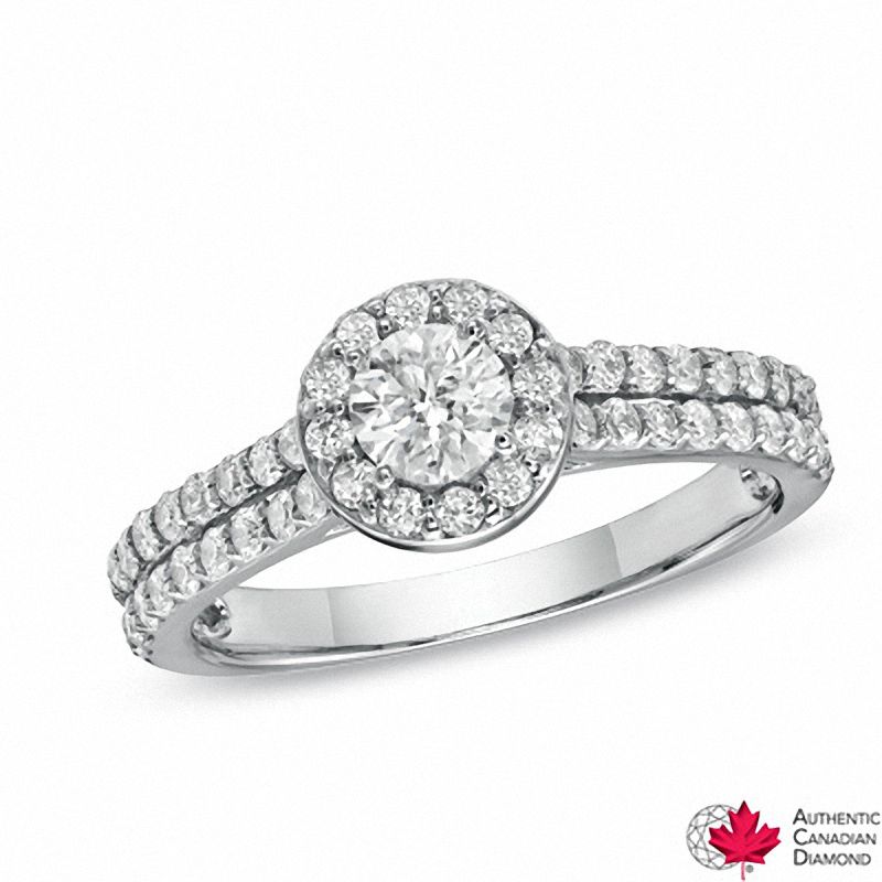 CT. T.W. Certified Canadian Diamond Framed Engagement Ring in 14K White Gold (I/I1