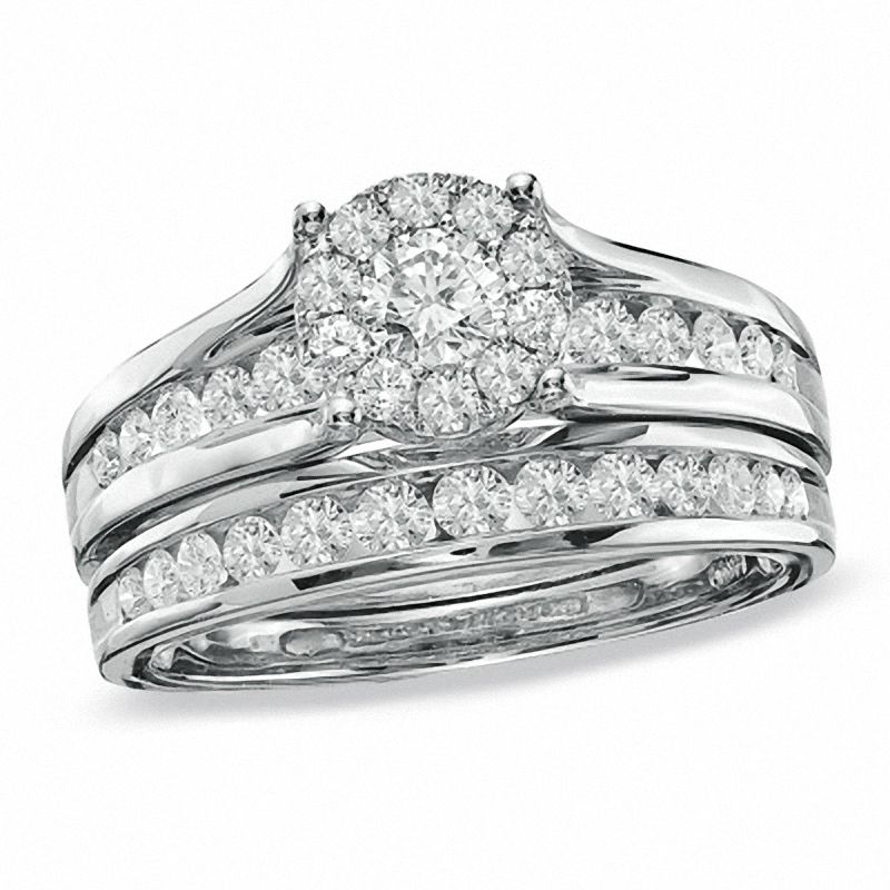 Main Image 1 of 1.00 CT. T.W. Diamond Composite Bridal Set in 14K White Gold