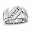 Thumbnail Image 1 of Men's 0.33 CT. T.W. Diamond Diagonal Square Top Ring in 10K White Gold