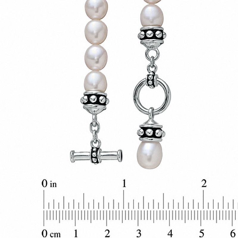 Main Image 3 of Honora Pallini 7.5-8.5 Oval Freshwater Cultured Pearl Toggle Necklace-17.5"