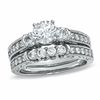 Thumbnail Image 0 of 0.87 CT. T.W. Diamond Three Stone Bridal Set in 14K White Gold