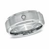 Thumbnail Image 0 of Men's Diamond Accent Solitaire Wedding Band in Stainless Steel - Size 10