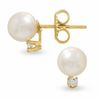 Thumbnail Image 0 of Honora 6.0mm Cultured Freshwater Pearl and Diamond Accent Stud Earrings in 14K Gold