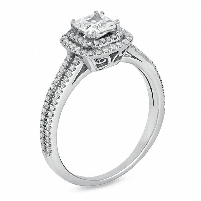 Main Image 2 of 1.20 CT. T.W. Princess-Cut Diamond Framed Engagement Ring in 14K White Gold