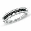 Thumbnail Image 0 of 0.50 CT. T.W. Enhanced Black and White Diamond Zipper Ring in Sterling Silver