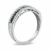 0.50 CT. T.W. Enhanced Black and White Diamond Zipper Ring in Sterling Silver