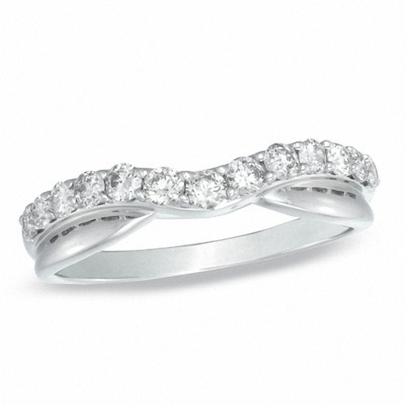 Ladies' 0.50 CT. T.W. Diamond Twist Contour Wedding Band in 14K White Gold