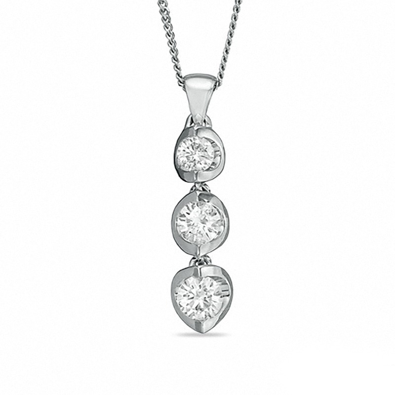0.50 CT. T.W. Certified Canadian Diamond Three Stone Pendant in 14K White Gold - 17"