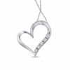 Thumbnail Image 1 of 0.15 CT. T.W. Diamond Five Stone Heart Pendant in 10K White Gold