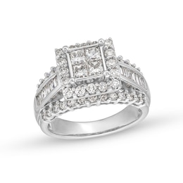 2.00 CT. T.W. Quad Princess-Cut Diamond Engagement Ring in 14K White Gold