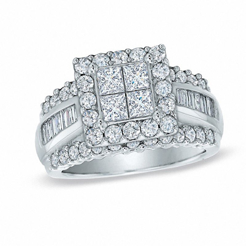 quad diamond engagement ring