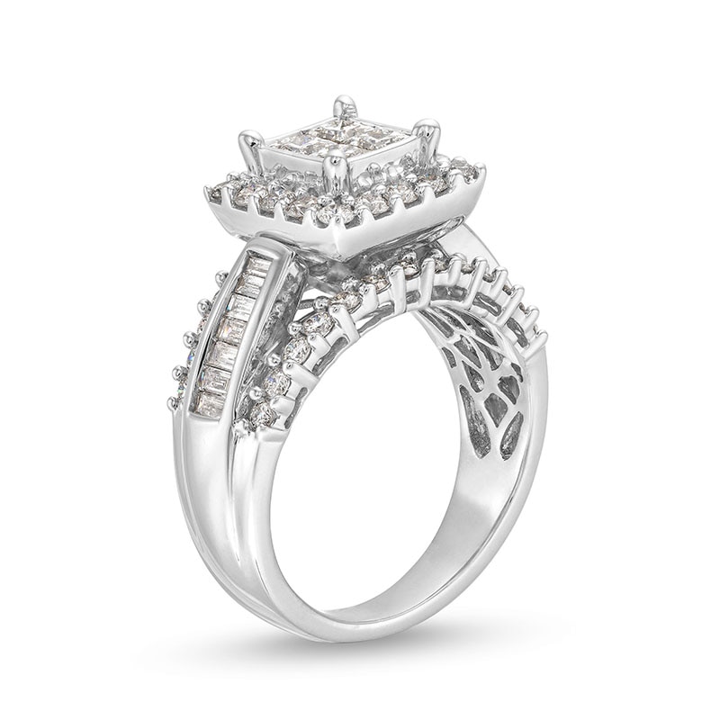 2.00 CT. T.W. Quad Princess-Cut Diamond Engagement Ring 14K White Gold
