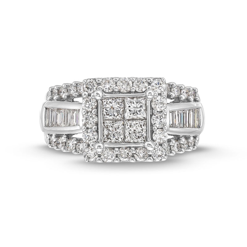 2.00 CT. T.W. Quad Princess-Cut Diamond Engagement Ring 14K White Gold