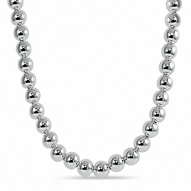 Main Image 1 of 8.0mm Bead Necklace in Hollow Sterling Silver