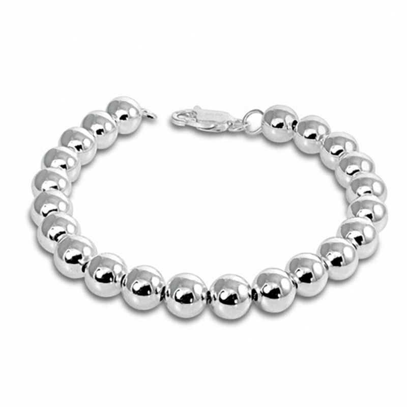 Main Image 2 of 8.0mm Bead Bracelet in Sterling Silver - 7.5"