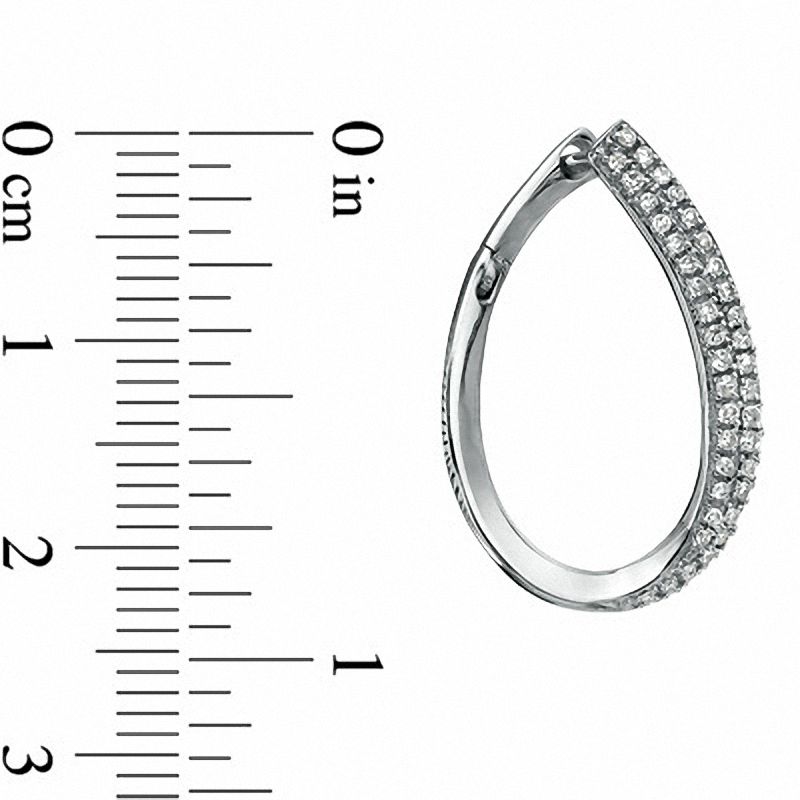 Main Image 2 of 0.33 CT. T.W. Diamond Pavé Eclipse Hoop Earrings in 10K White Gold