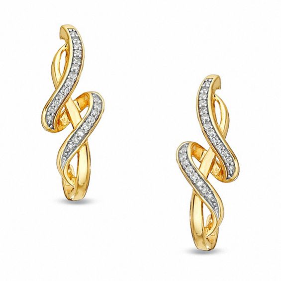 0.20 CT. T.W. Diamond Twisted Drop Earrings in 10K Gold