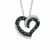 Thumbnail Image 0 of 0.38 CT. T.W. Enhanced Black and White Diamond Double Heart Pendant in 10K White Gold