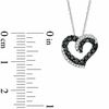 Thumbnail Image 1 of 0.38 CT. T.W. Enhanced Black and White Diamond Double Heart Pendant in 10K White Gold