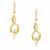 Thumbnail Image 1 of 0.06 CT. T.W. Diamond Solitaire Twisted Drop Earrings in 10K Gold