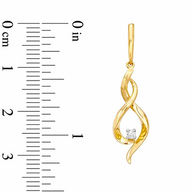 Main Image 2 of 0.06 CT. T.W. Diamond Solitaire Twisted Drop Earrings in 10K Gold