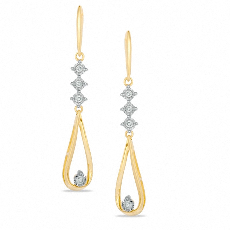 0.15 CT. T.W. Diamond Teardrop Dangle Earrings in 10K Gold